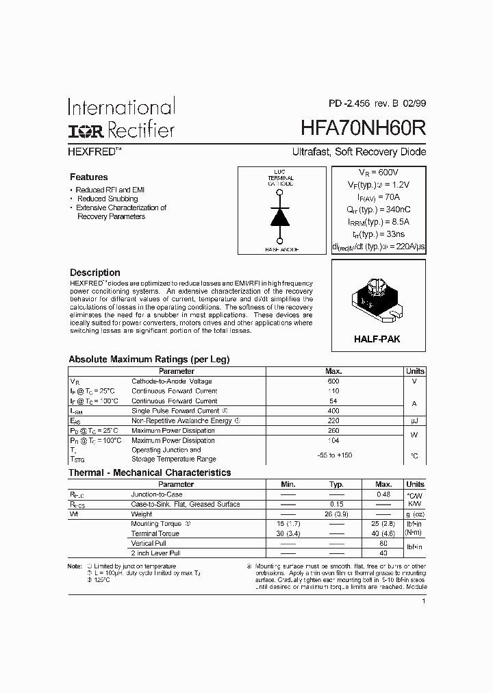 HFA70NH60R_3230578.PDF Datasheet