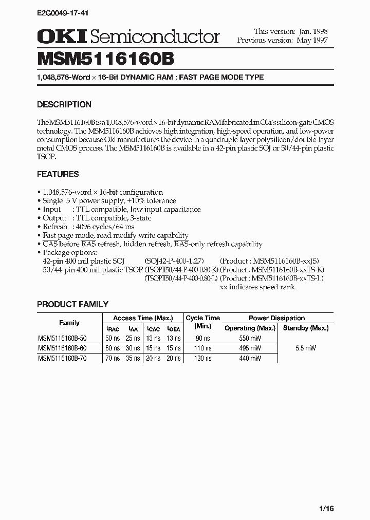 MSM5116160B_3297645.PDF Datasheet