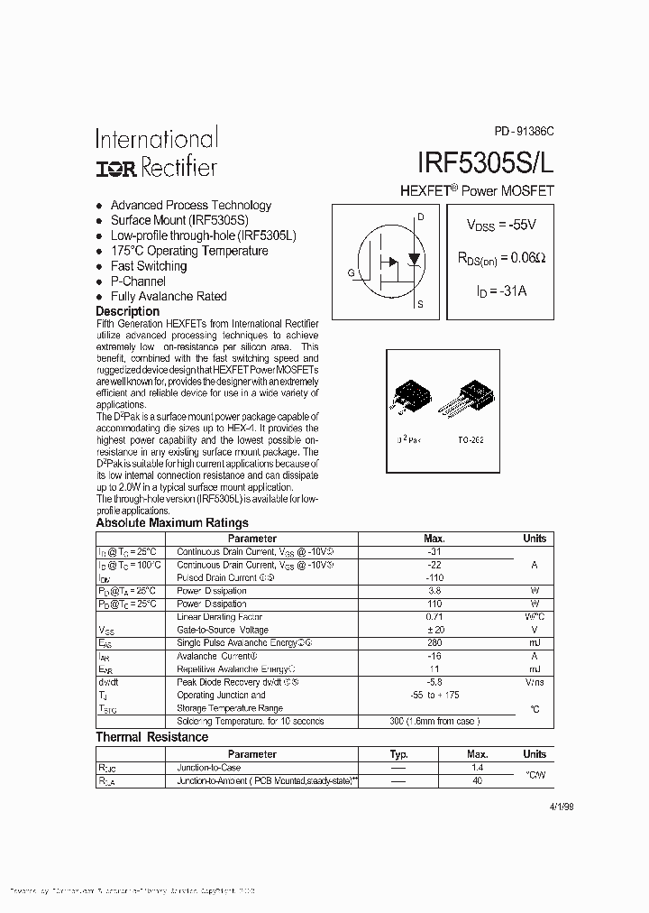 IRF5305STRR_3301797.PDF Datasheet