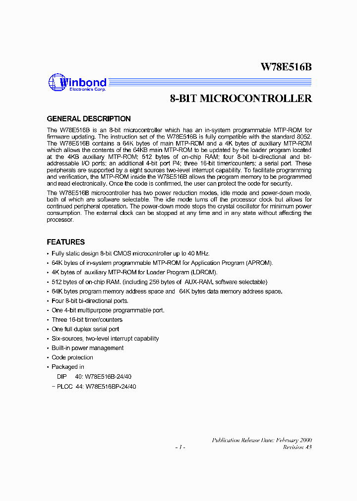 W78E516BP-40_3327439.PDF Datasheet