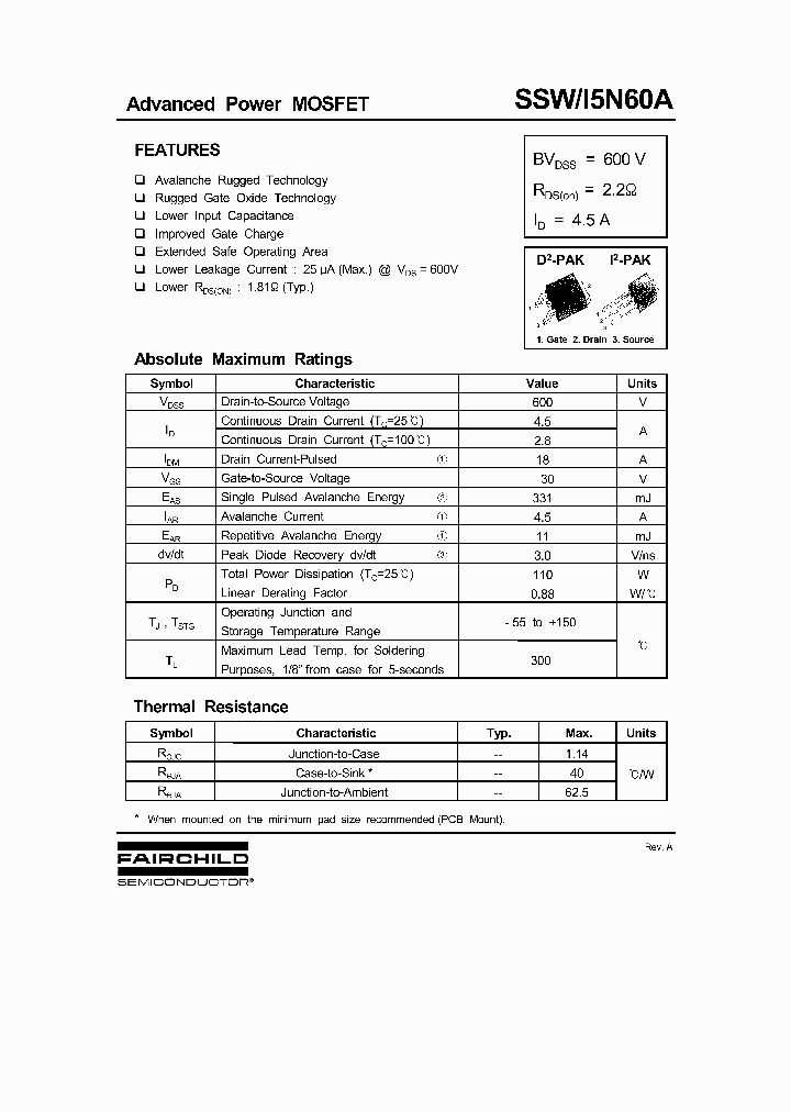 SSW5N60A_3329589.PDF Datasheet