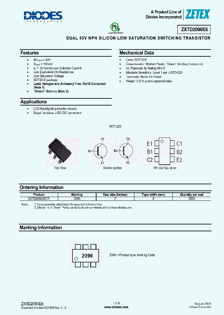 ZXTD2090E6_3378914.PDF Datasheet