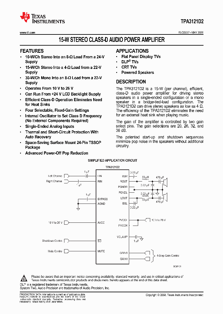 TPA3121D2_3407598.PDF Datasheet