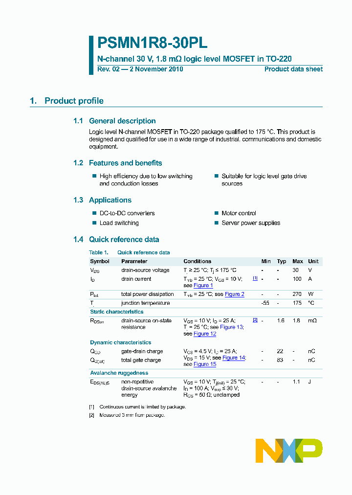 PSMN1R8-30PL_3420578.PDF Datasheet
