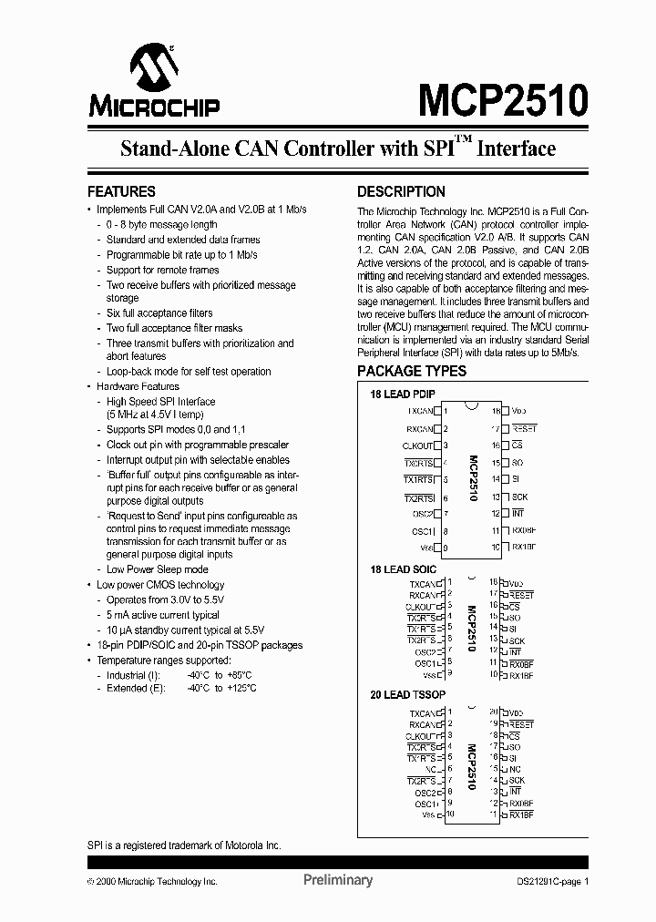 MCP2510_3499327.PDF Datasheet