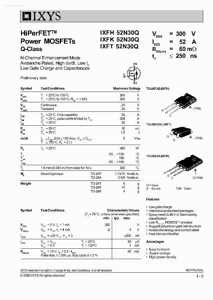 IXFH52N30Q_3612415.PDF Datasheet
