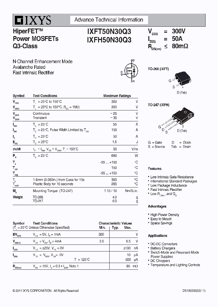 IXFH50N30Q3_3612805.PDF Datasheet