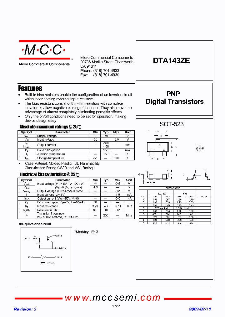 DTA143ZE-TP_3660252.PDF Datasheet