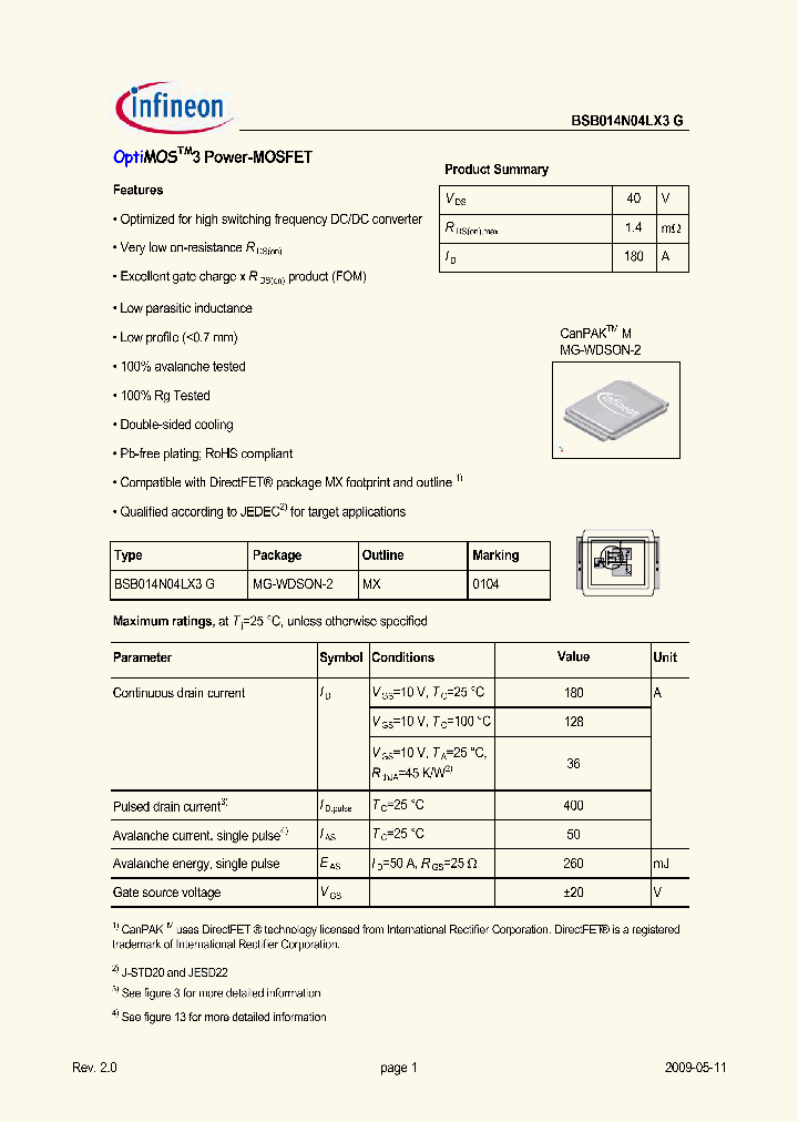 BSB014N04LX3G_3666470.PDF Datasheet