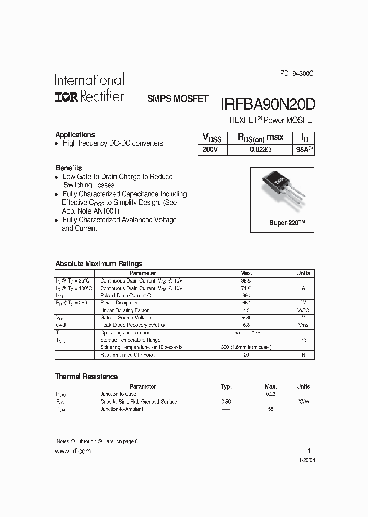 IRFBA90N20D_3668216.PDF Datasheet