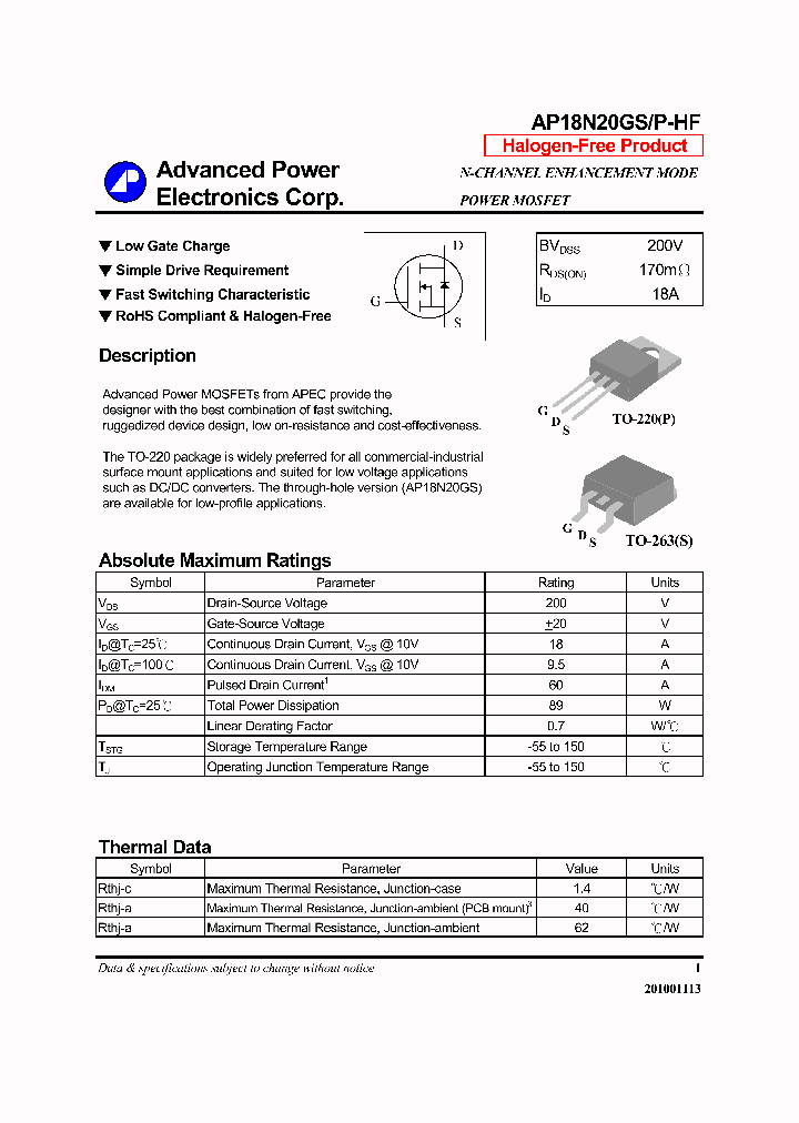 AP18N20GP-HF_3789794.PDF Datasheet