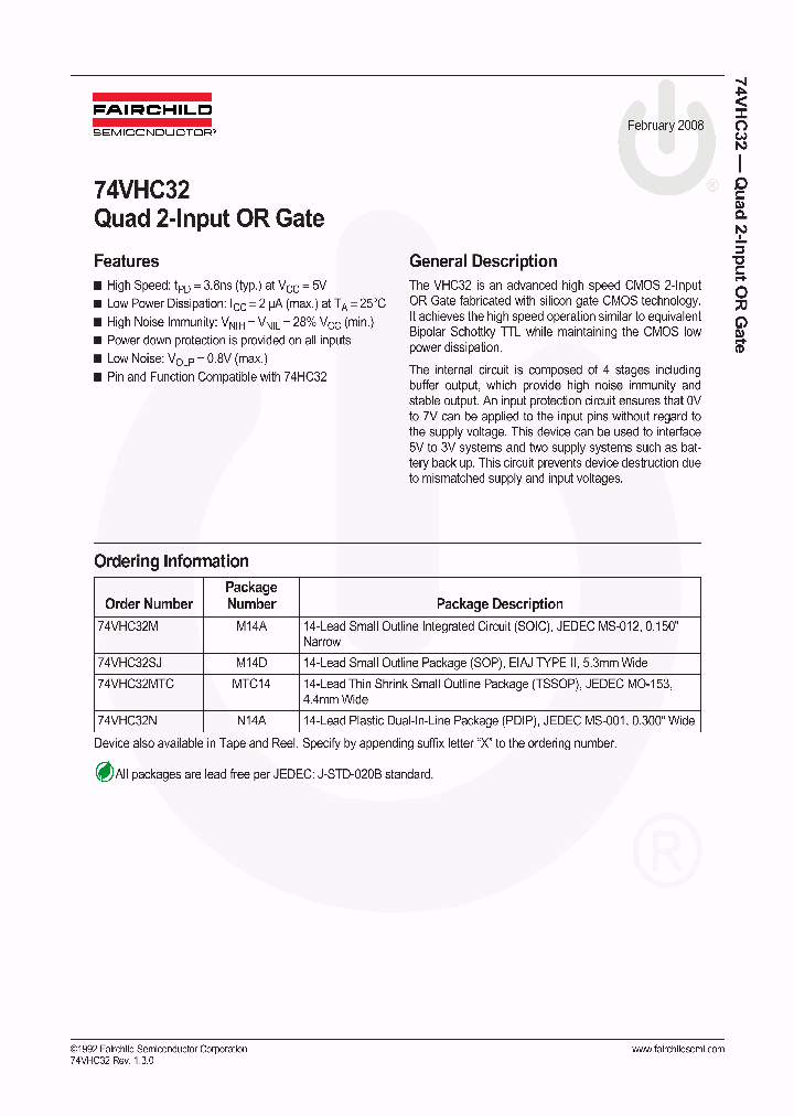 74VHC32MXNL_3817906.PDF Datasheet