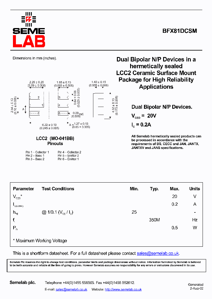 BFX81DCSM_3855015.PDF Datasheet
