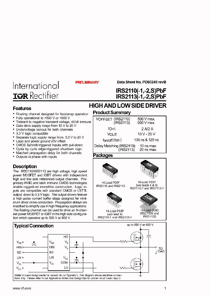 IRS2113-1PBF_3864945.PDF Datasheet