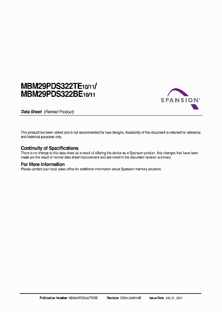 MBM29PDS322BE11PBT-E1_3873892.PDF Datasheet