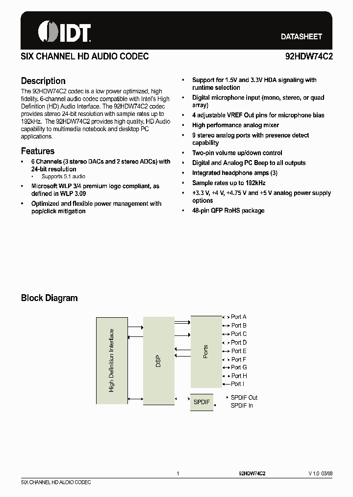 92HDW74C25PRGXYYX_3893381.PDF Datasheet