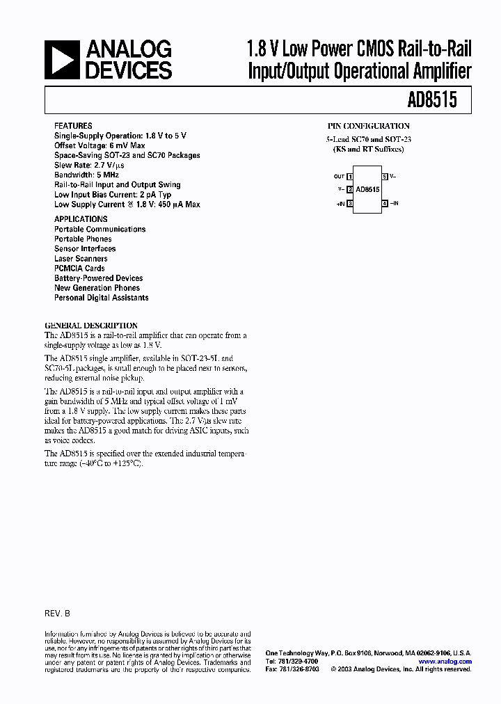 AD8515AKS-R2_4144665.PDF Datasheet