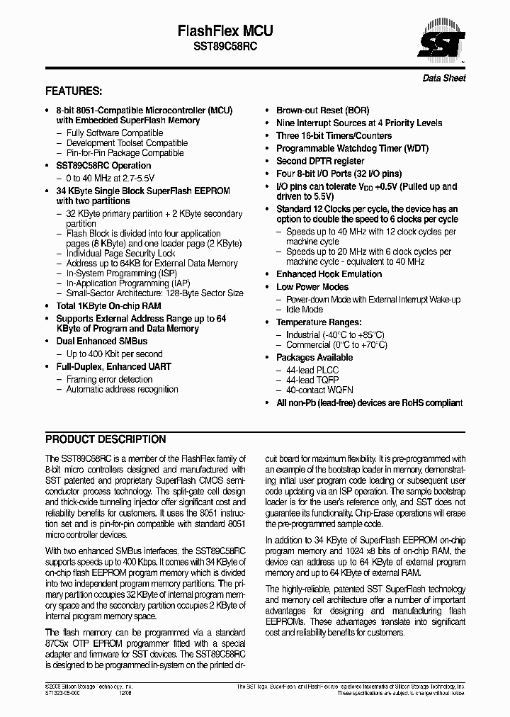 SST89C58RC-40-I-TQJE_3912405.PDF Datasheet