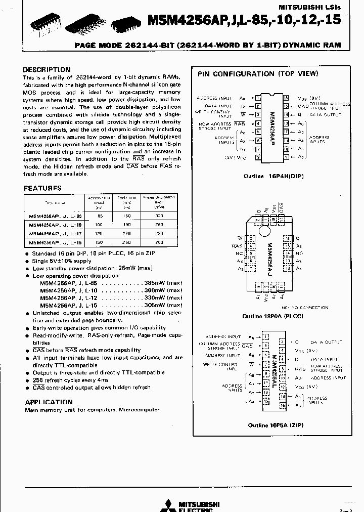 M5M4256AP-10_4161226.PDF Datasheet