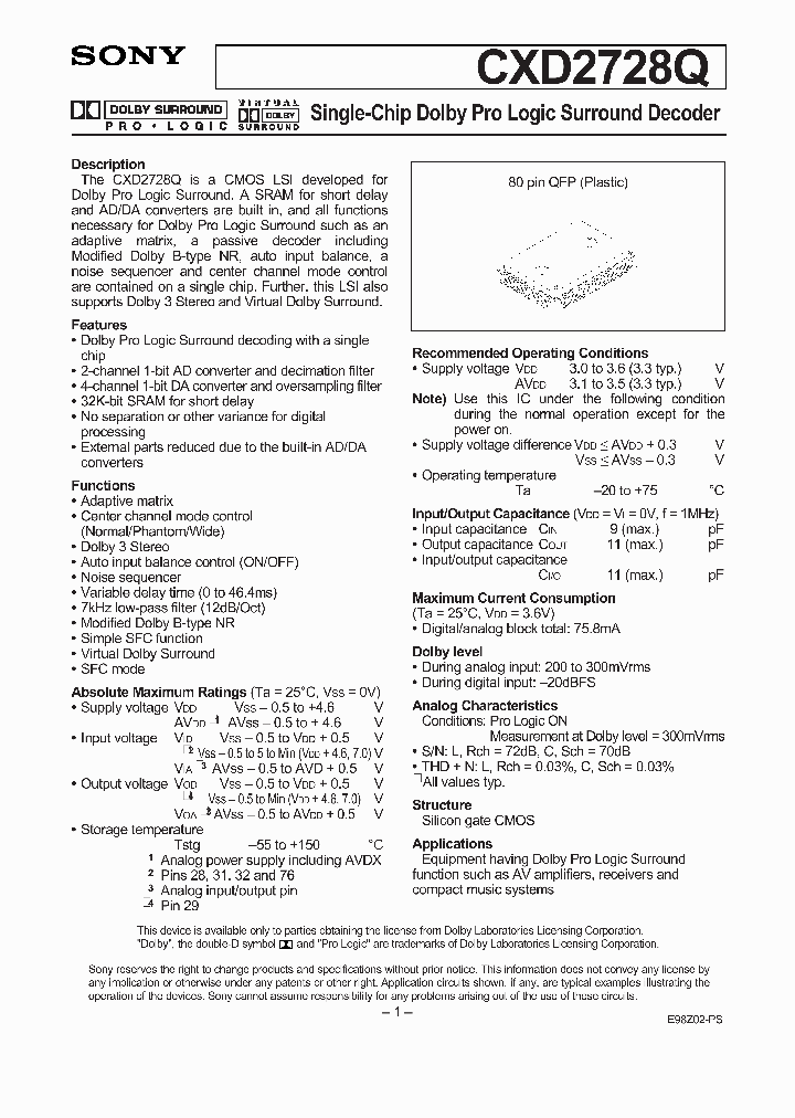 CXD2728Q_4240441.PDF Datasheet