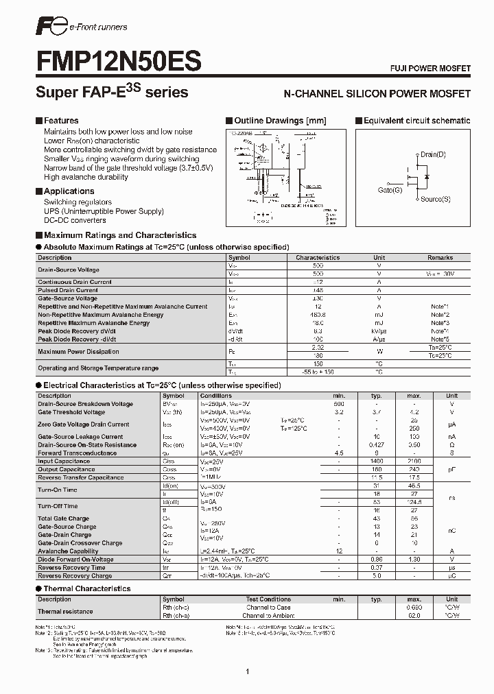 FMP12N50ES_4266219.PDF Datasheet