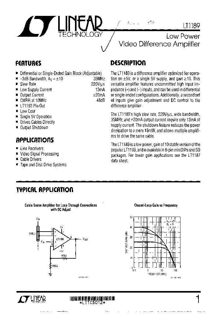 LT1189CS8TRPBF_4251368.PDF Datasheet