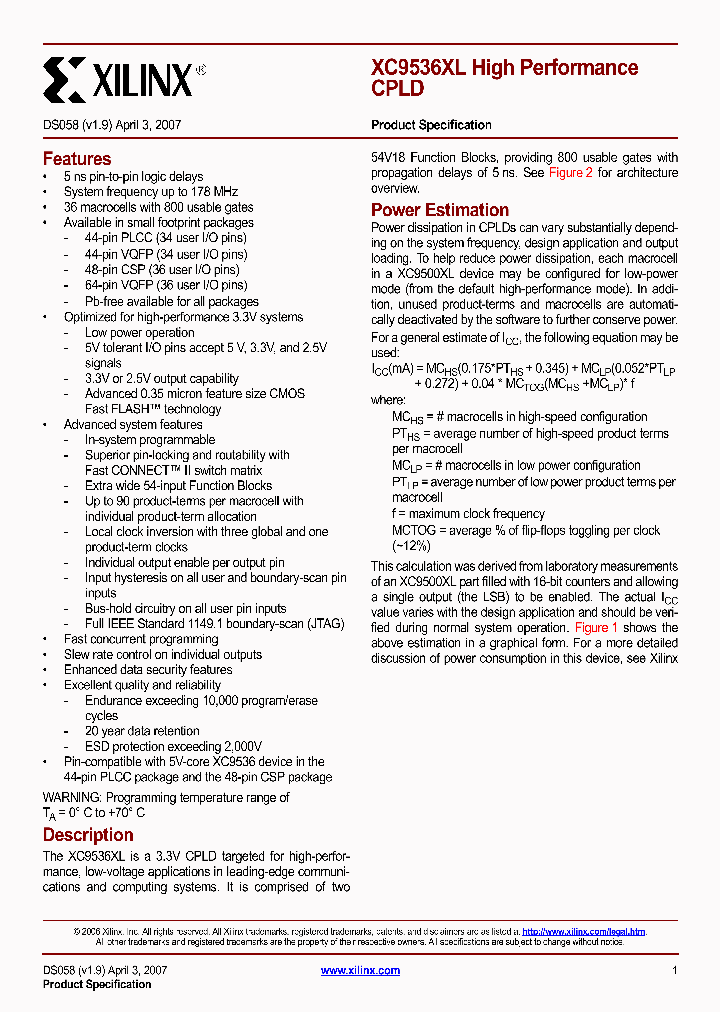 XC9536XL-10VQG64C_4328805.PDF Datasheet