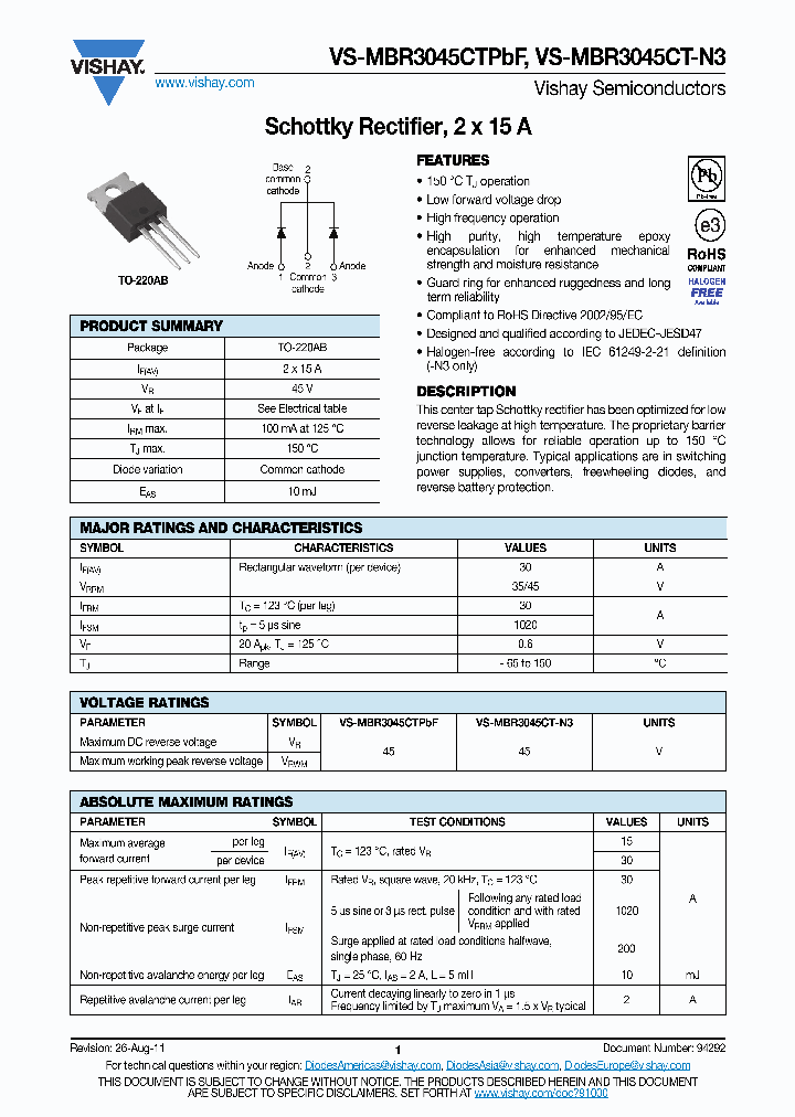MBR3045CT-N3_4382300.PDF Datasheet