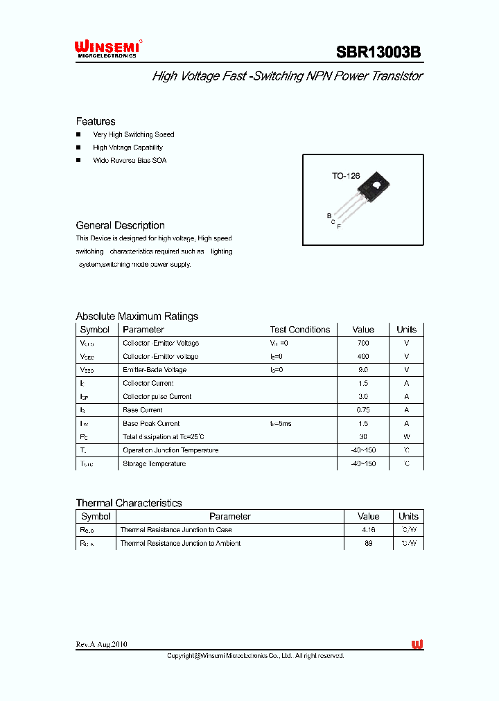 SBR13003B_4395620.PDF Datasheet