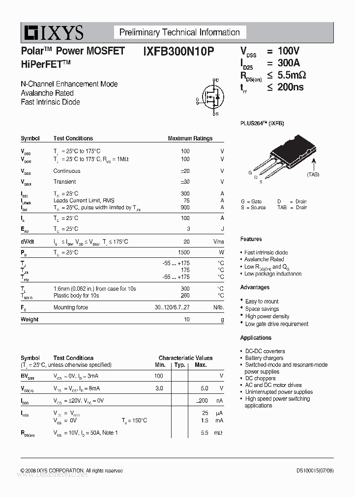 IXFB300N10P_4510389.PDF Datasheet