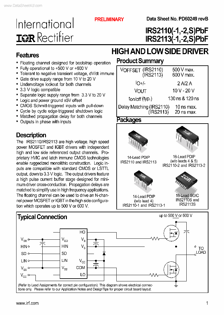 IRS2113PBF_4515589.PDF Datasheet