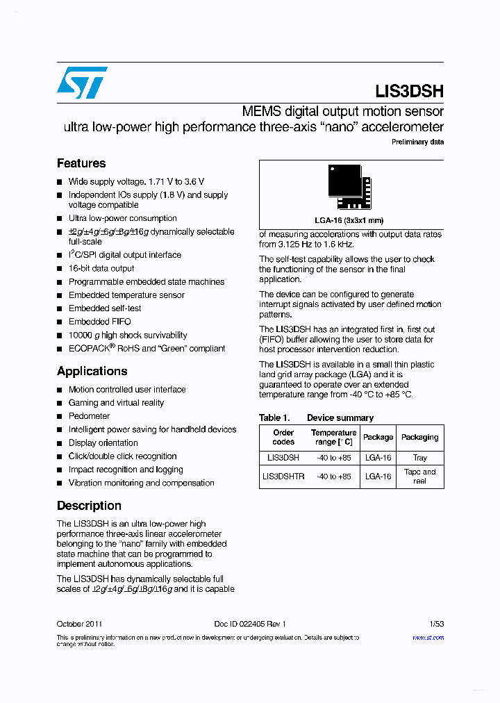 LIS3DSH_4562292.PDF Datasheet