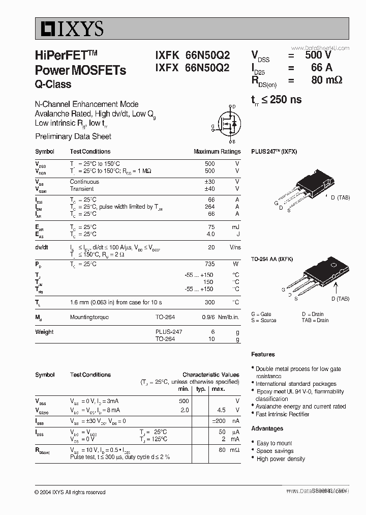 IXFK66N50Q2_4606397.PDF Datasheet