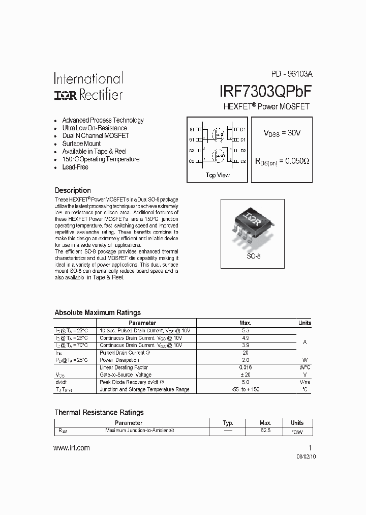 IRF7303QPBF10_4607134.PDF Datasheet