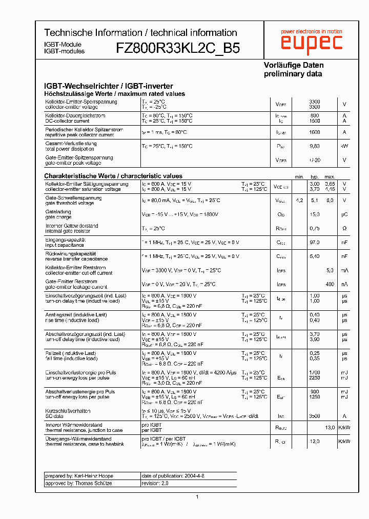 FZ800R33KL2CB5_4610795.PDF Datasheet