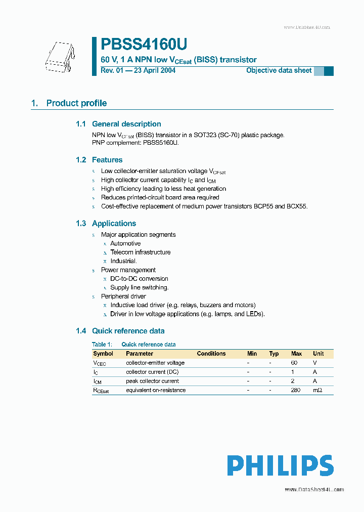 PBSS4160U_4619492.PDF Datasheet