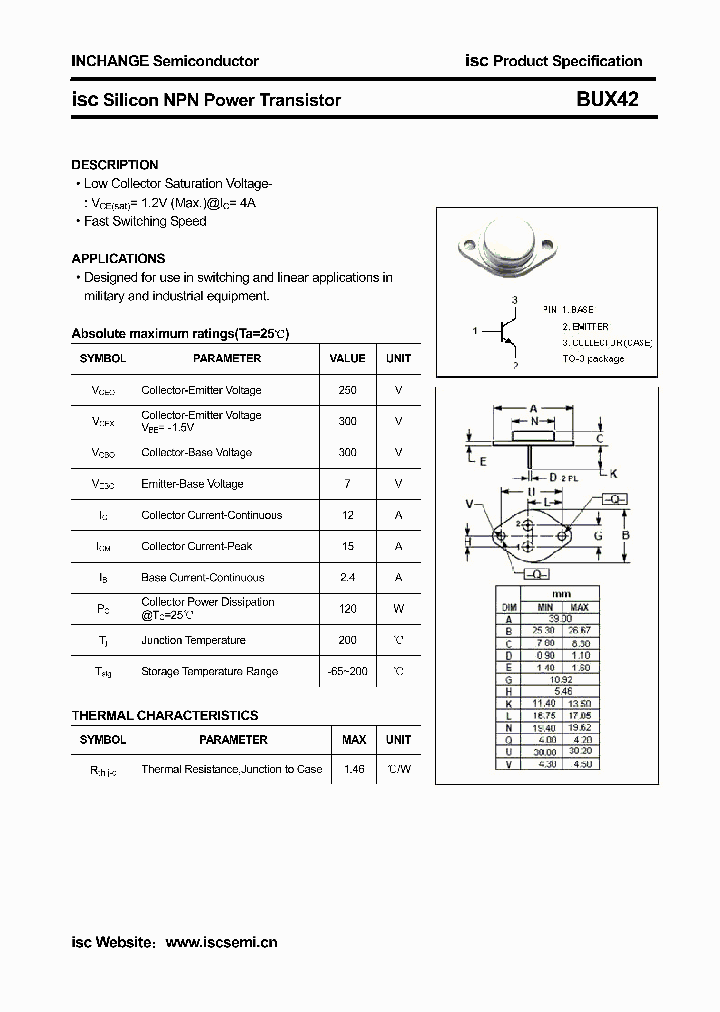 BUX42_4627095.PDF Datasheet