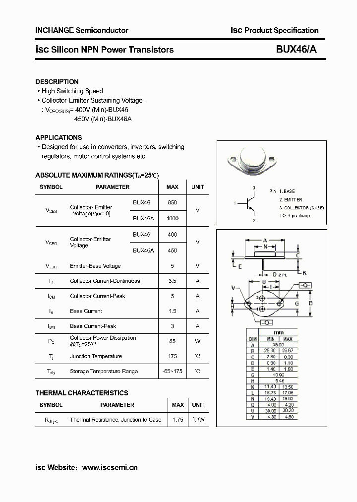 BUX46_4627099.PDF Datasheet