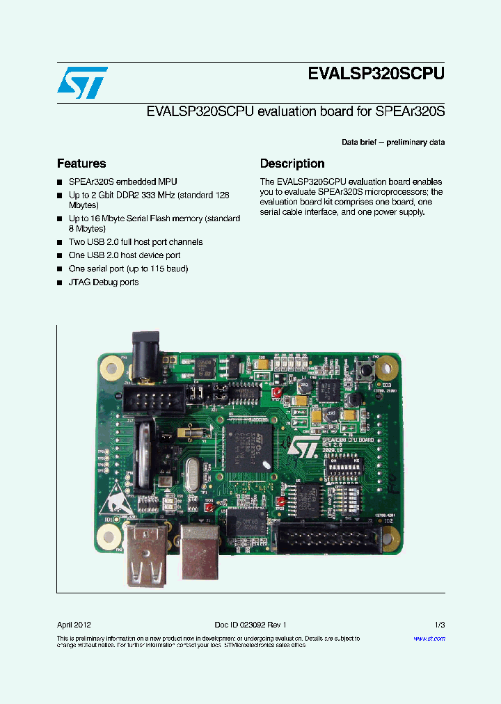 EVALSP320SCPU_4637744.PDF Datasheet