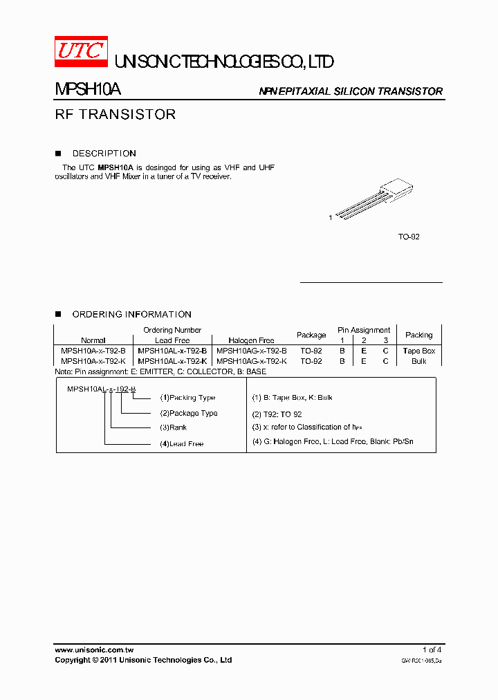 MPSH10AL-X-T92-B_4667436.PDF Datasheet