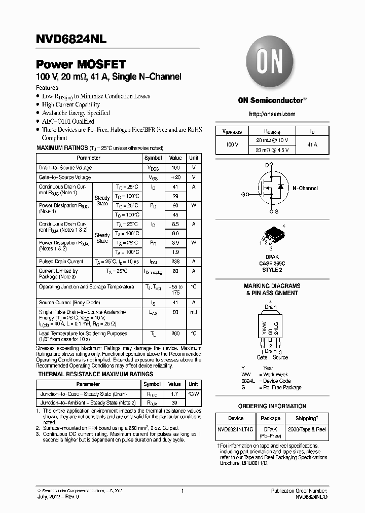 NVD6824NLT4G_4683560.PDF Datasheet