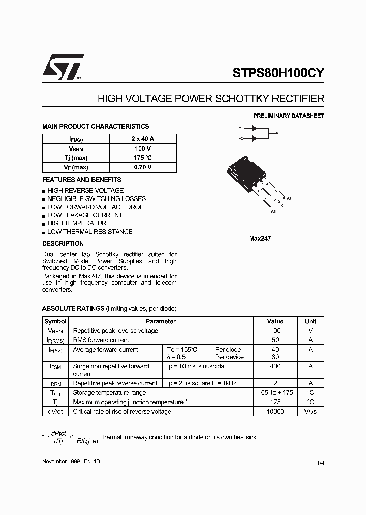 STPS80H100CY_4693440.PDF Datasheet