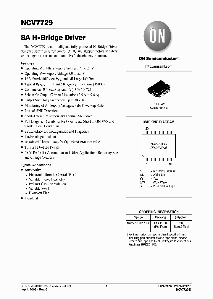 NCV7729_4705748.PDF Datasheet