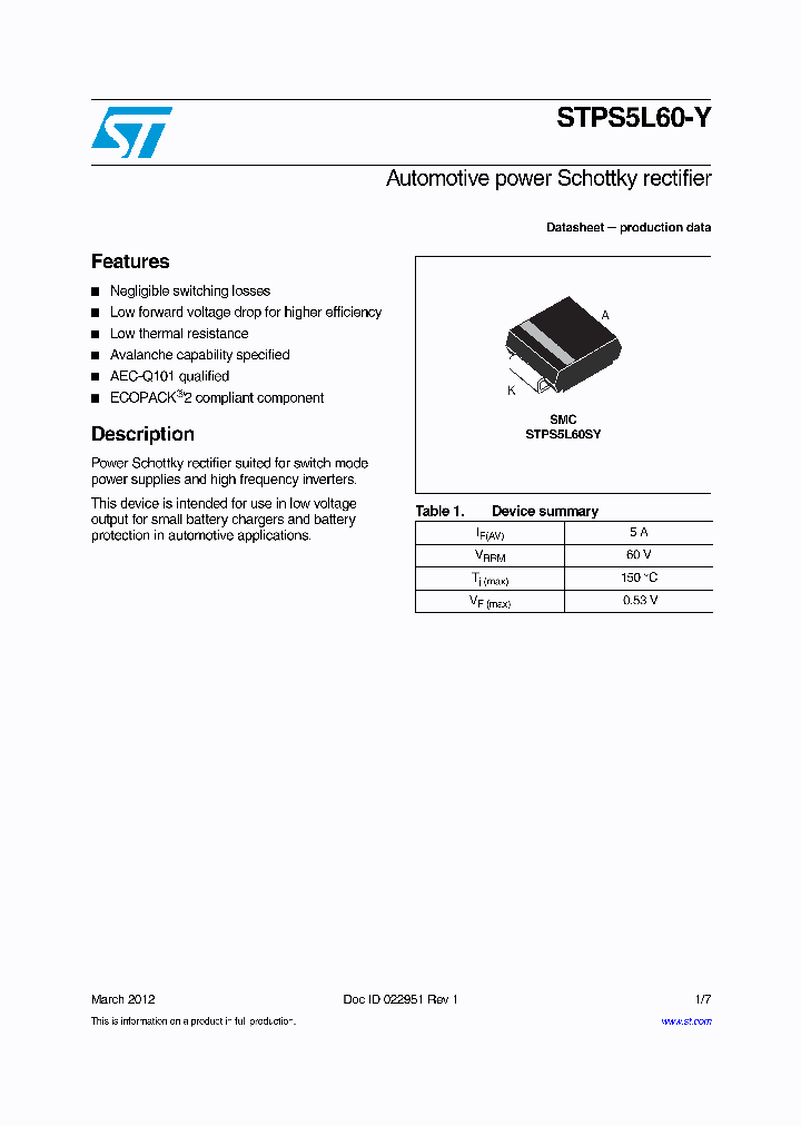 STPS5L60-Y_4709379.PDF Datasheet