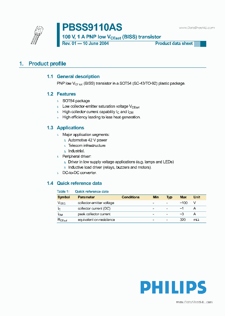 PBSS9110AS_4793026.PDF Datasheet