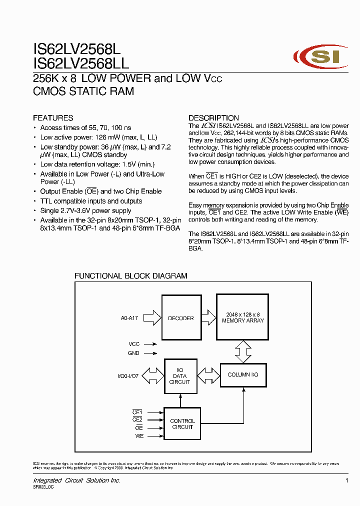 IS62LV2568LL-100H_4822477.PDF Datasheet