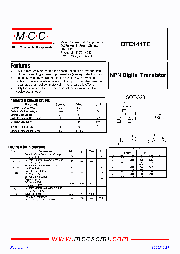 DTC144TE_4825874.PDF Datasheet