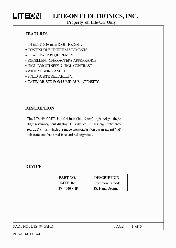 LTS-4940AHR_4829701.PDF Datasheet