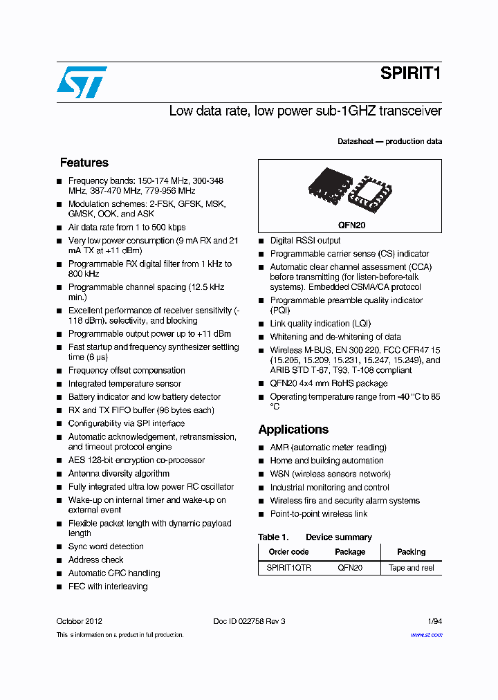 SPIRIT1_4867969.PDF Datasheet