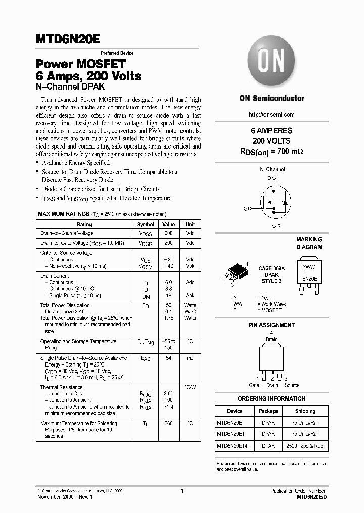 MTD6N20E-D_4900814.PDF Datasheet